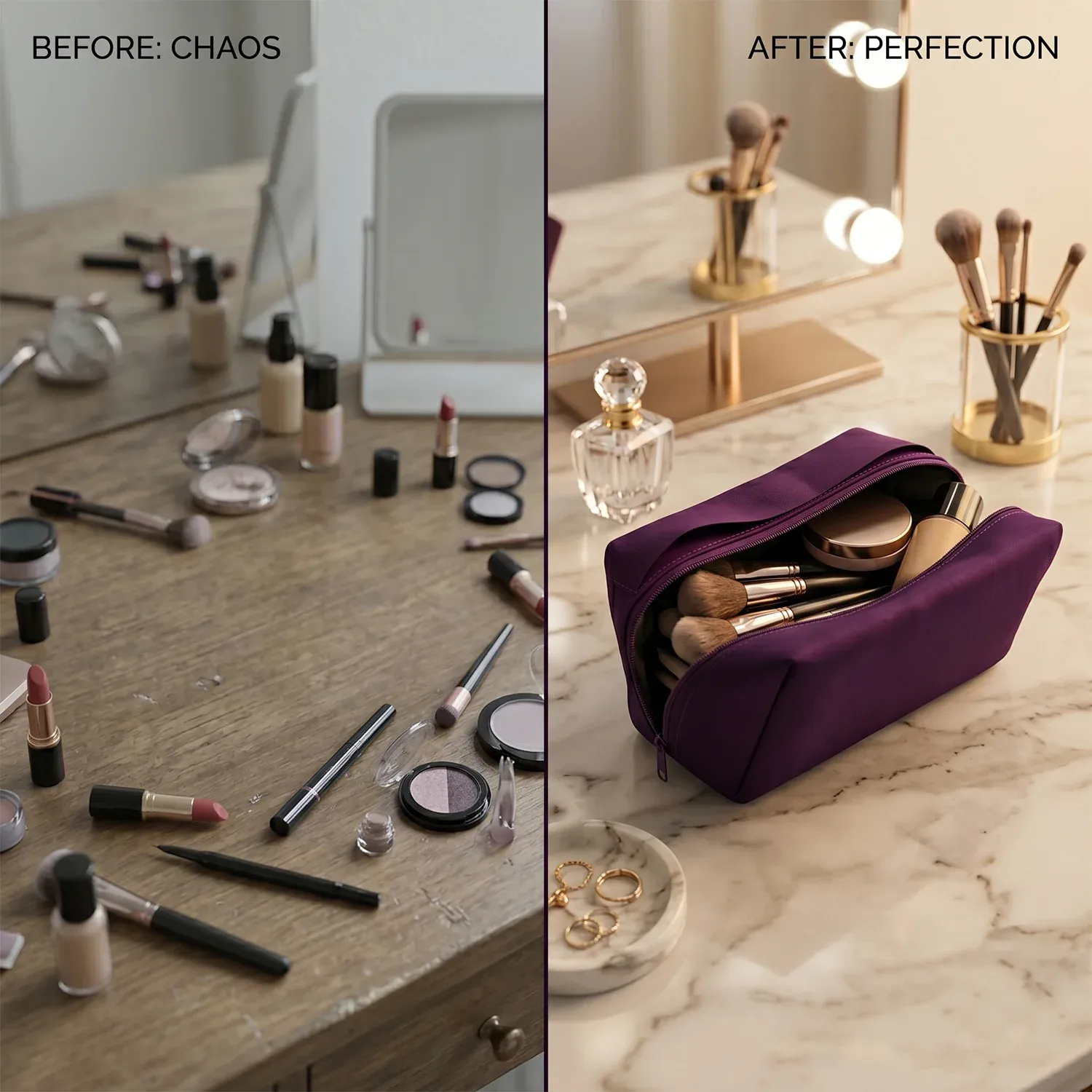 Travel Makeup Organizer Bag – Waterproof & Compact for On-the-Go - Detailed Feature View 6