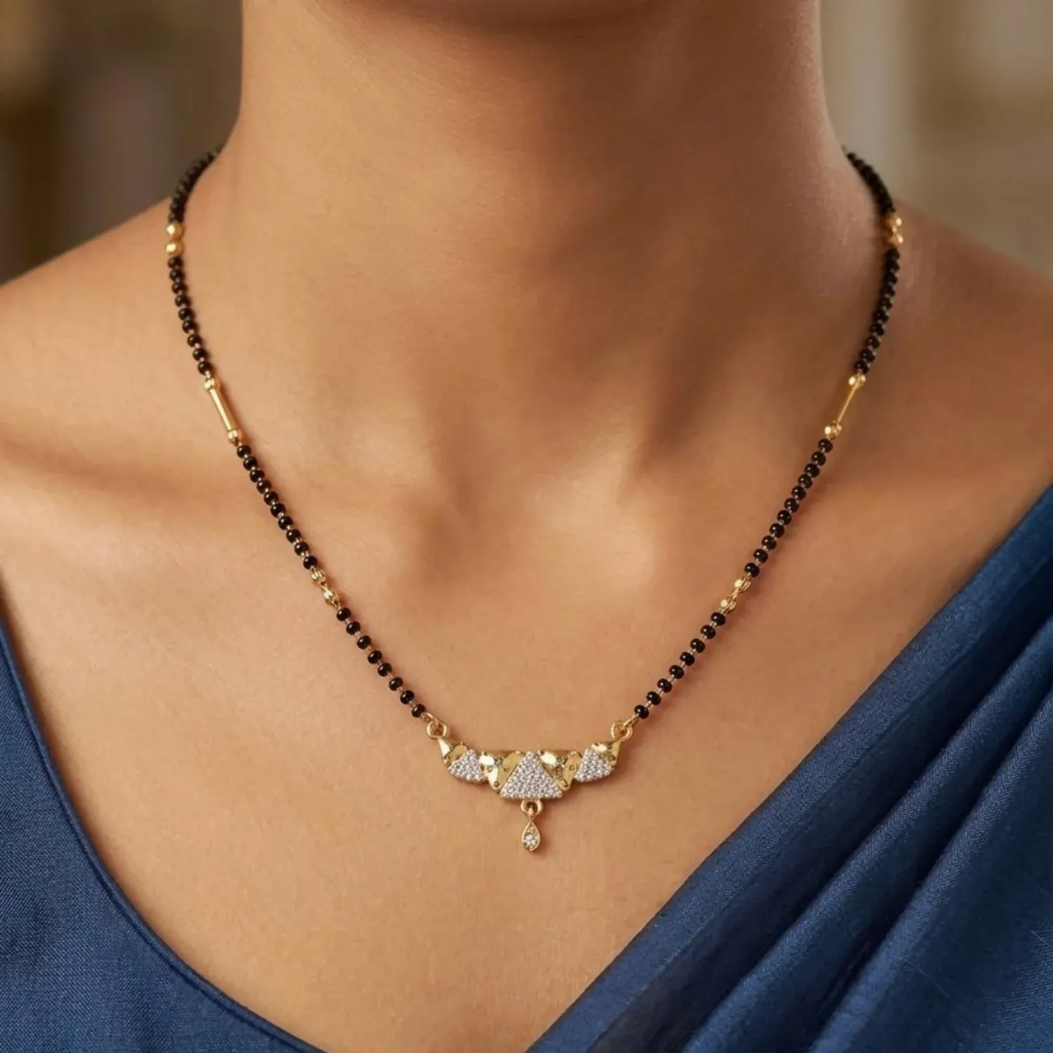 Premium Gold Plated Pendant Short Mangalsutra for Modern Women - Buy Online at Alikart