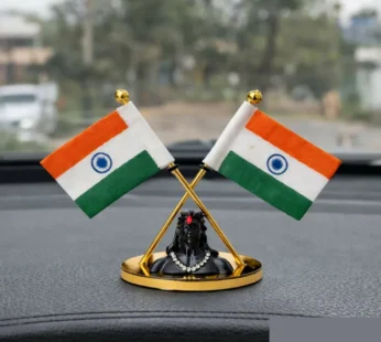 Car Dashboard Indian Flag & Shiva Idol Decor – Spiritual & Patriotic