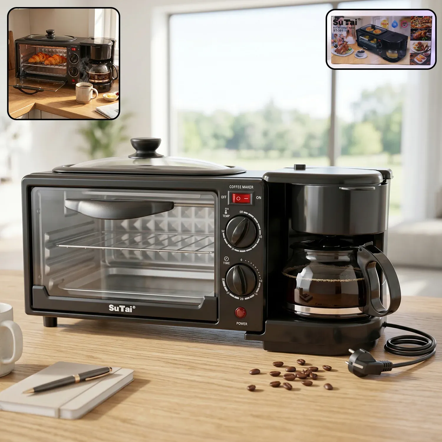 Premium Suta 3 in 1 Breakfast Maker – Compact Kitchen Multi-Functional Appliance - Buy Online at Alikart