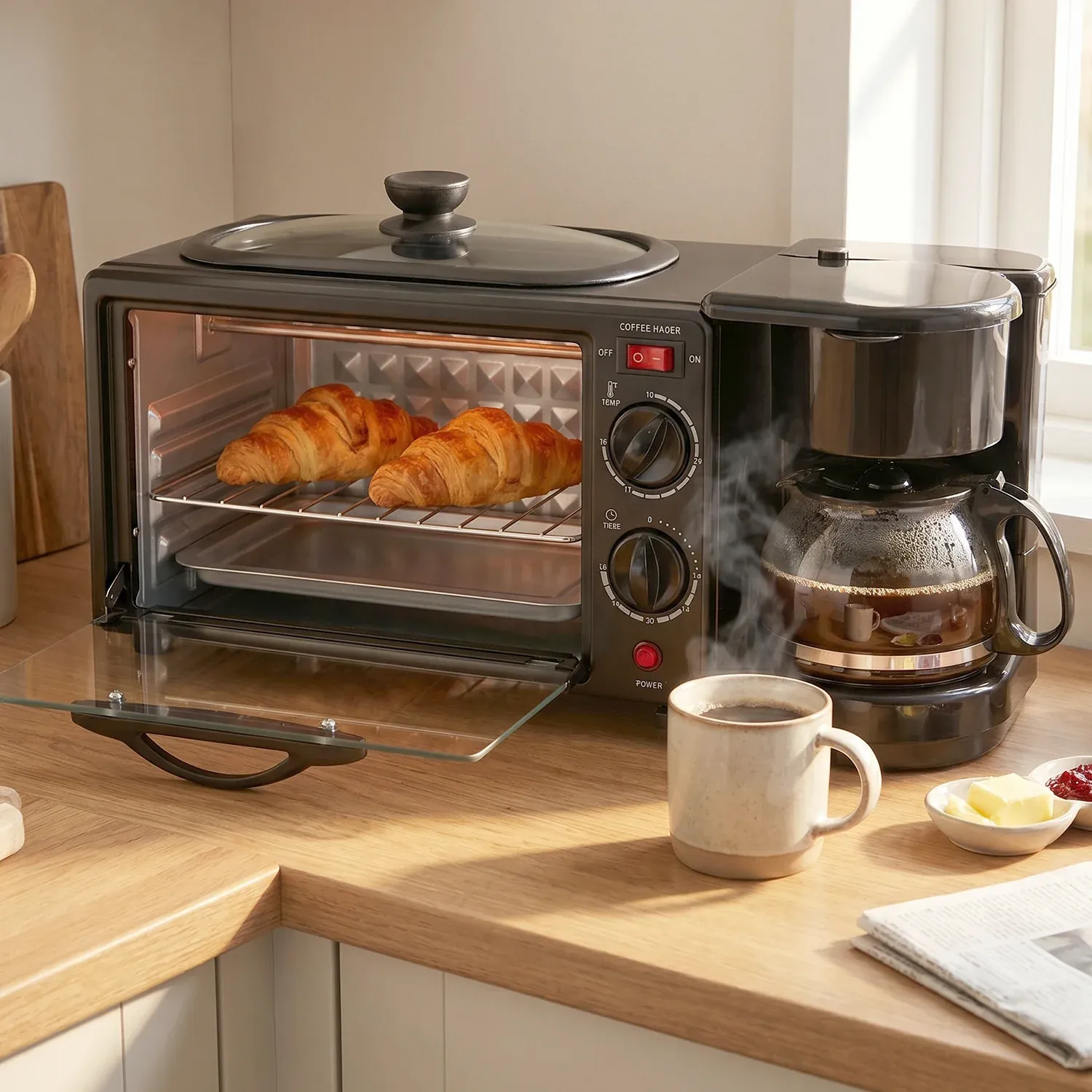Suta 3 in 1 Breakfast Maker – Compact Kitchen Multi-Functional Appliance - Detailed Feature View 2