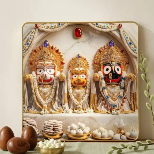 Jagannath Trinity Wall Art – Spiritual Decor for Home & Temple