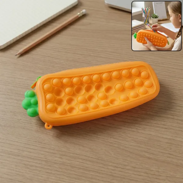 Pop It Silicone Pencil Pouch – Stress-Relieving & Spacious Organizer