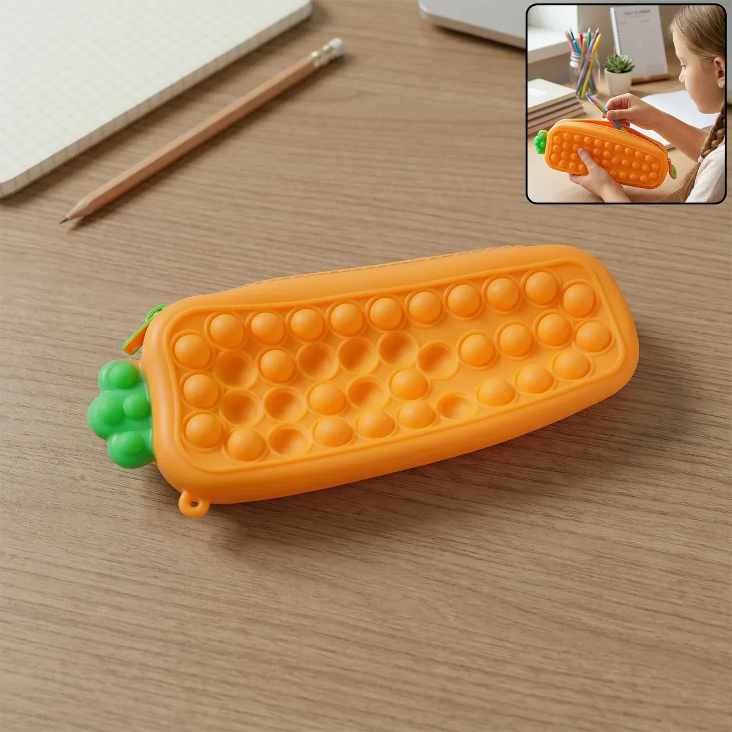 Premium Pop It Silicone Pencil Pouch – Stress-Relieving & Spacious Organizer - Buy Online at Alikart