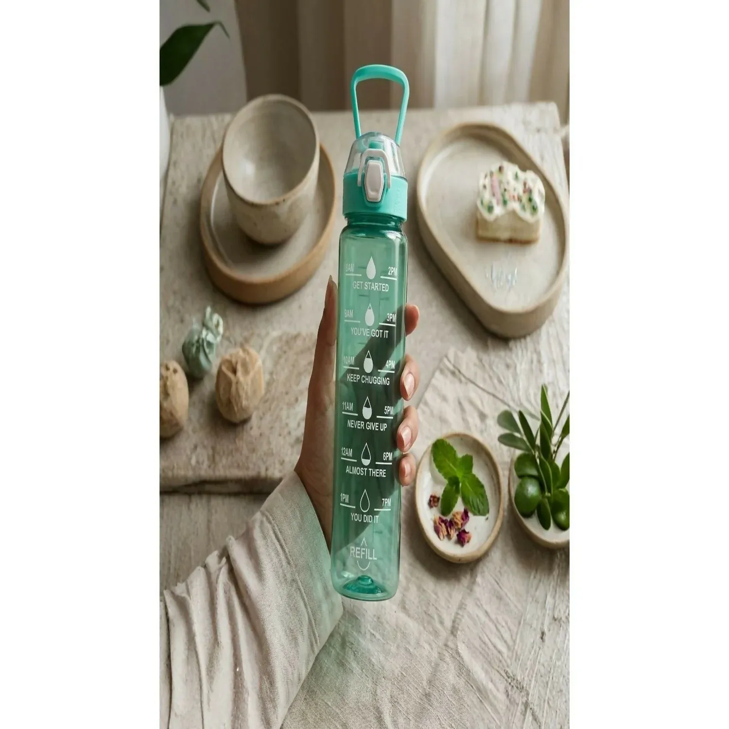 Water Refill Bottle – 1L Capacity with Time Marker & Leakproof Lid - Detailed Feature View 3