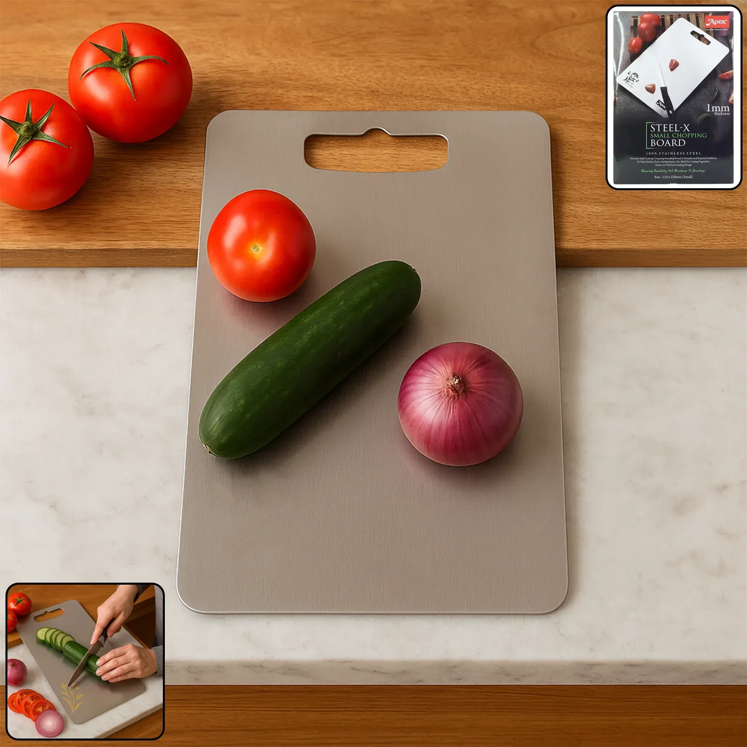 Premium Stainless Steel Multipurpose Cutting Board – Compact 210x320mm - Buy Online at Alikart