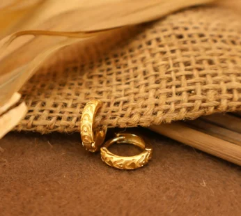 22K Gold Cutout Huggie Hoop Earrings – Elegant Traditional Daily Wear
