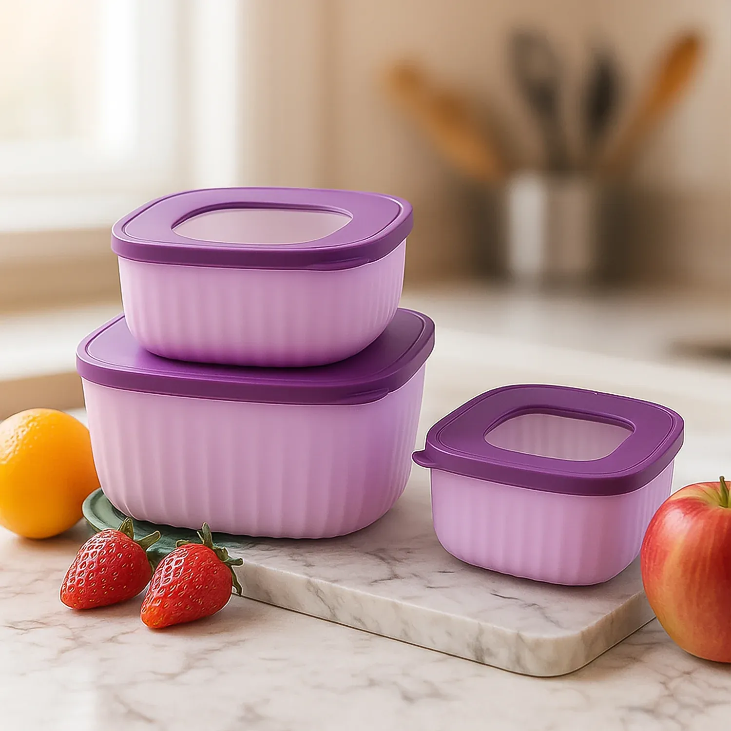 Food Storage Container Set – Leak-Resistant, Stackable 3-Piece - Detailed Feature View 2