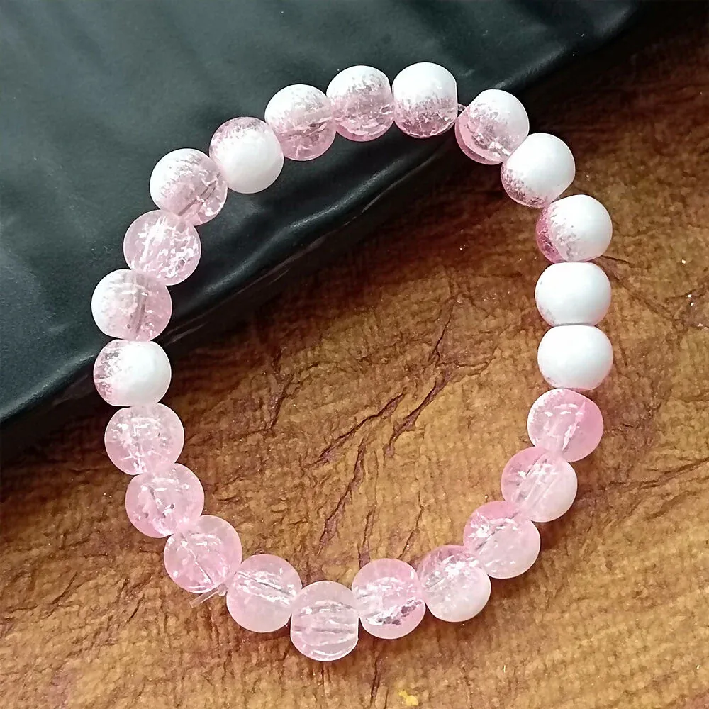 Crystal Crackle Glass Beads Bracelet – Elegant Comfort Fit - Detailed Feature View 1