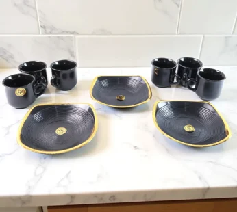 Seashell Ceramic Cup Set – 9-Piece Unique Design | Serve Stellar