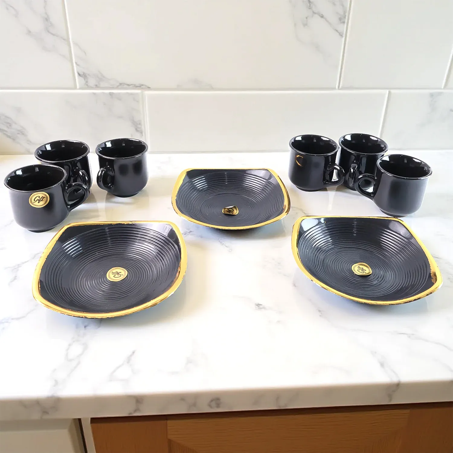 Premium Seashell Ceramic Cup Set – 9-Piece Unique Design | Serve Stellar - Buy Online at Alikart