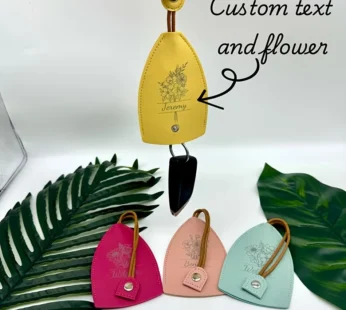 Customized Key Cover – Custom Name Key Protector with Floral Design, Personalized Key Sleeve for Bike & Car Keys