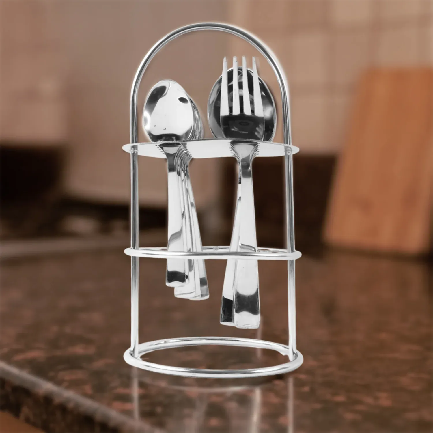 Stainless Steel Cutlery Set – 16-Piece with Elegant Stand - Detailed Feature View 5