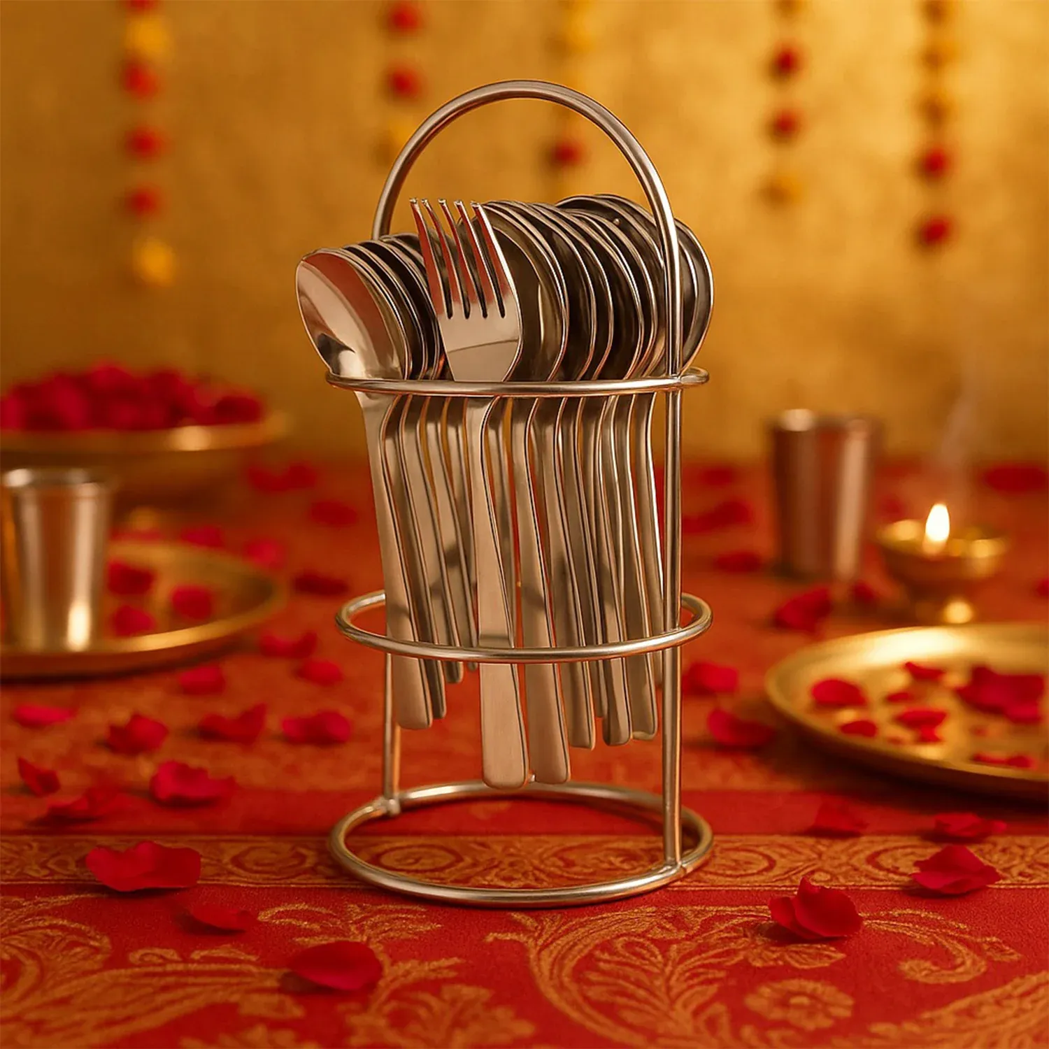 Stainless Steel Cutlery Set – 16-Piece with Elegant Stand - Detailed Feature View 6