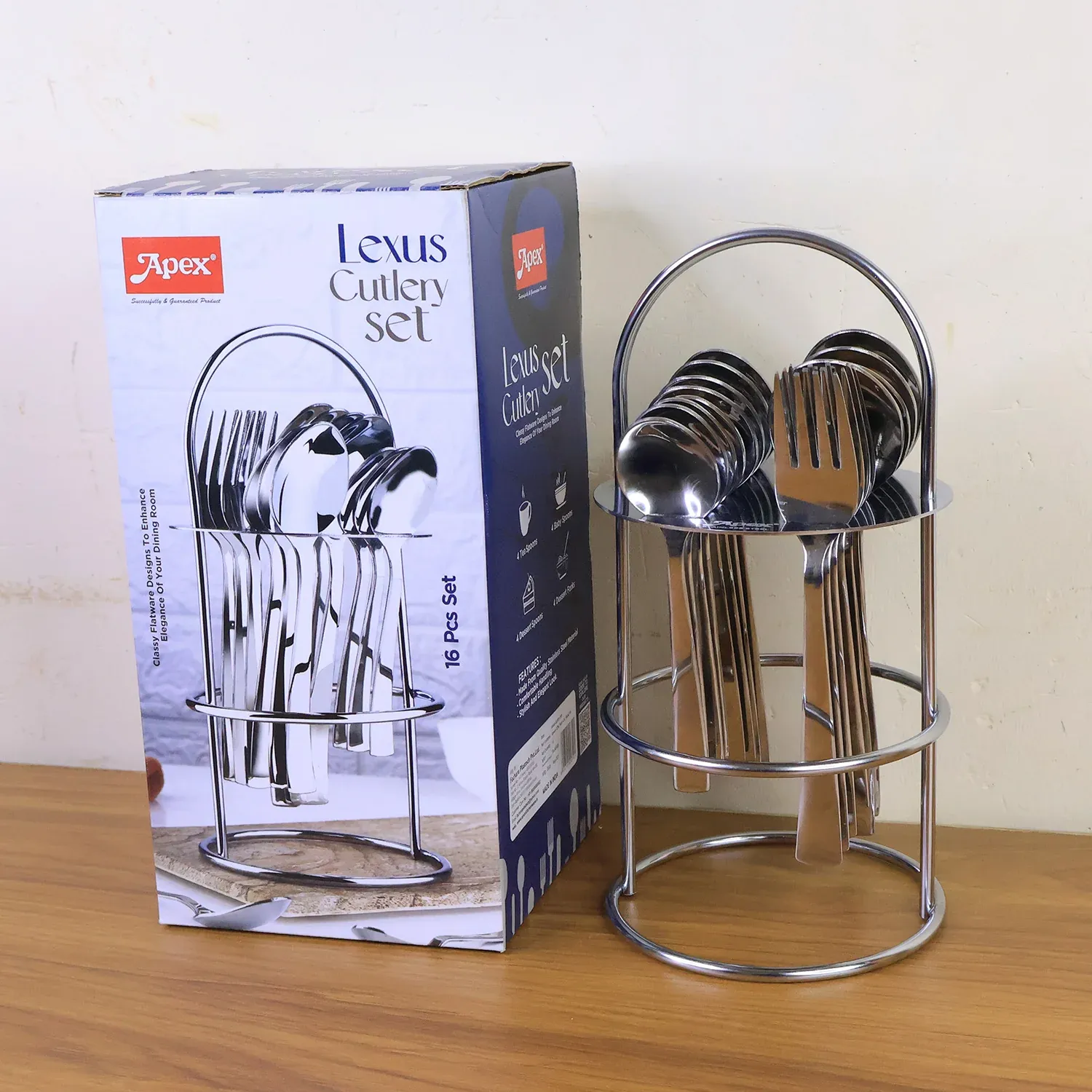 Stainless Steel Cutlery Set – 16-Piece with Elegant Stand - Detailed Feature View 8