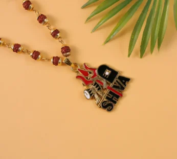 Shiva Trishul Pendant Necklace – Rudraksha Beaded Spiritual Jewelry