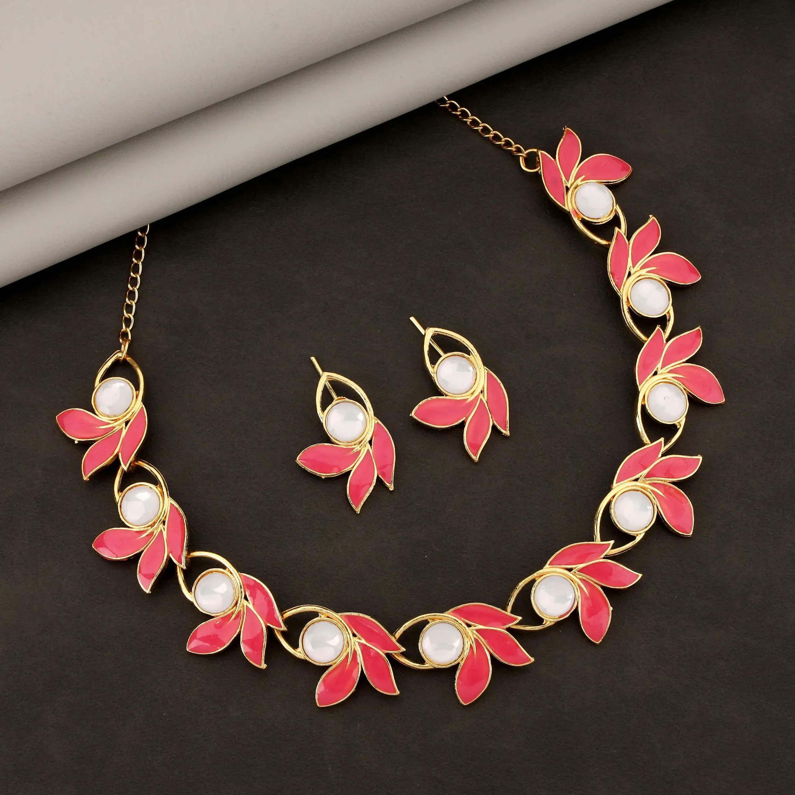 American Diamond Necklace Set – Gold-Toned Teardrop Jewelry