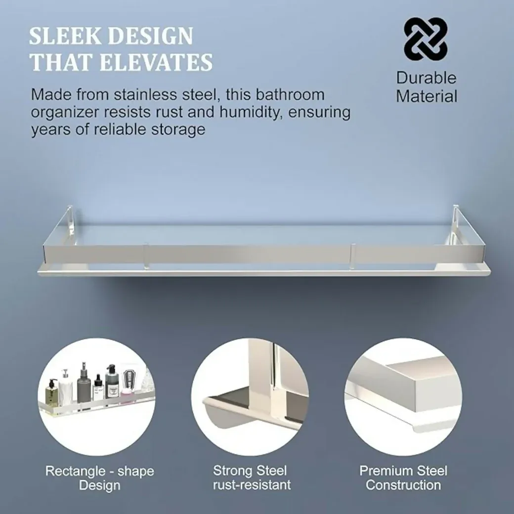 Bathroom Shelf – Durable Stainless Steel Wall Mount for Toiletries - Detailed Feature View 2