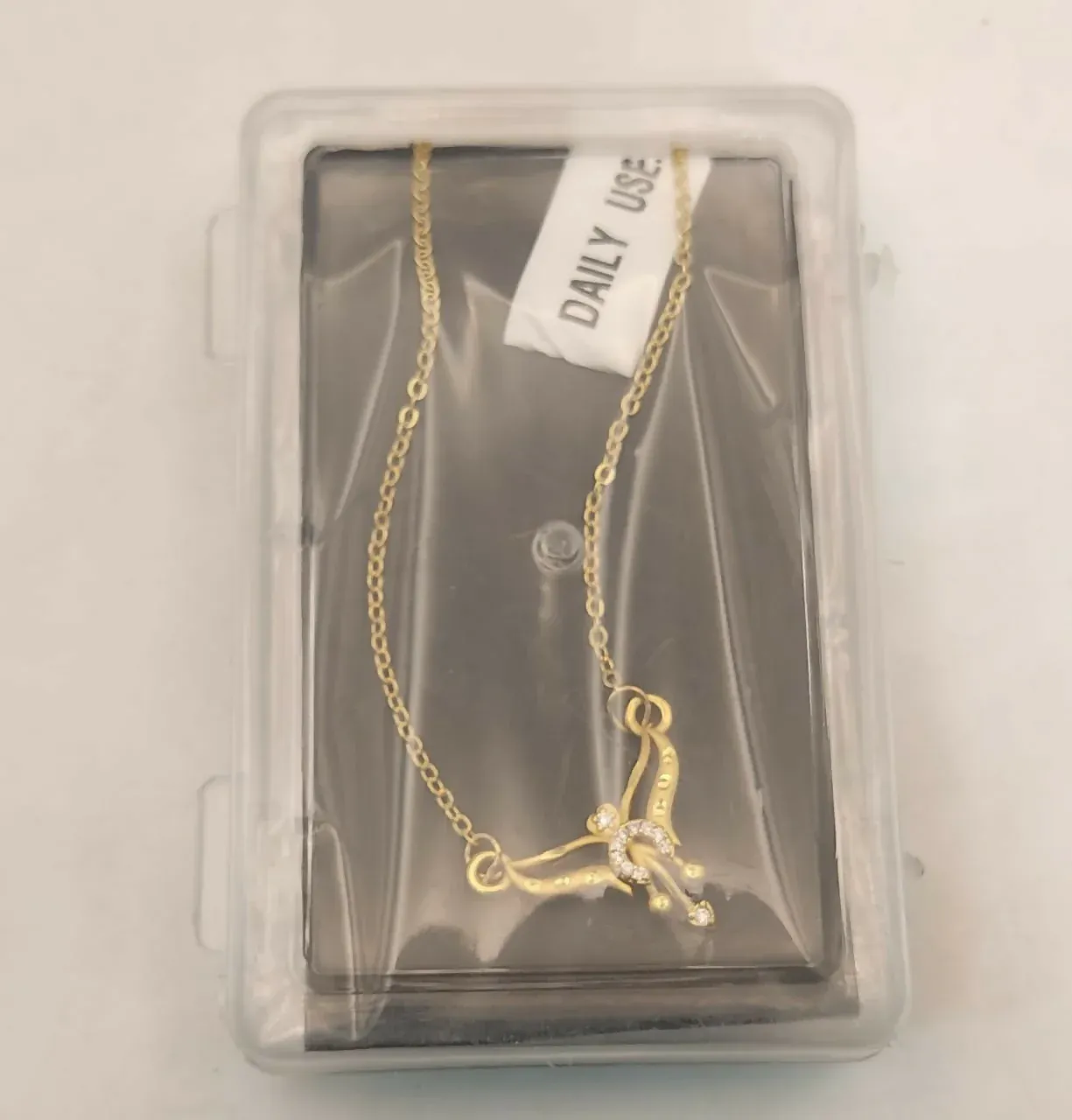 Gold Pendant Necklace – Minimalist Design with AD Stones - Detailed Feature View 4