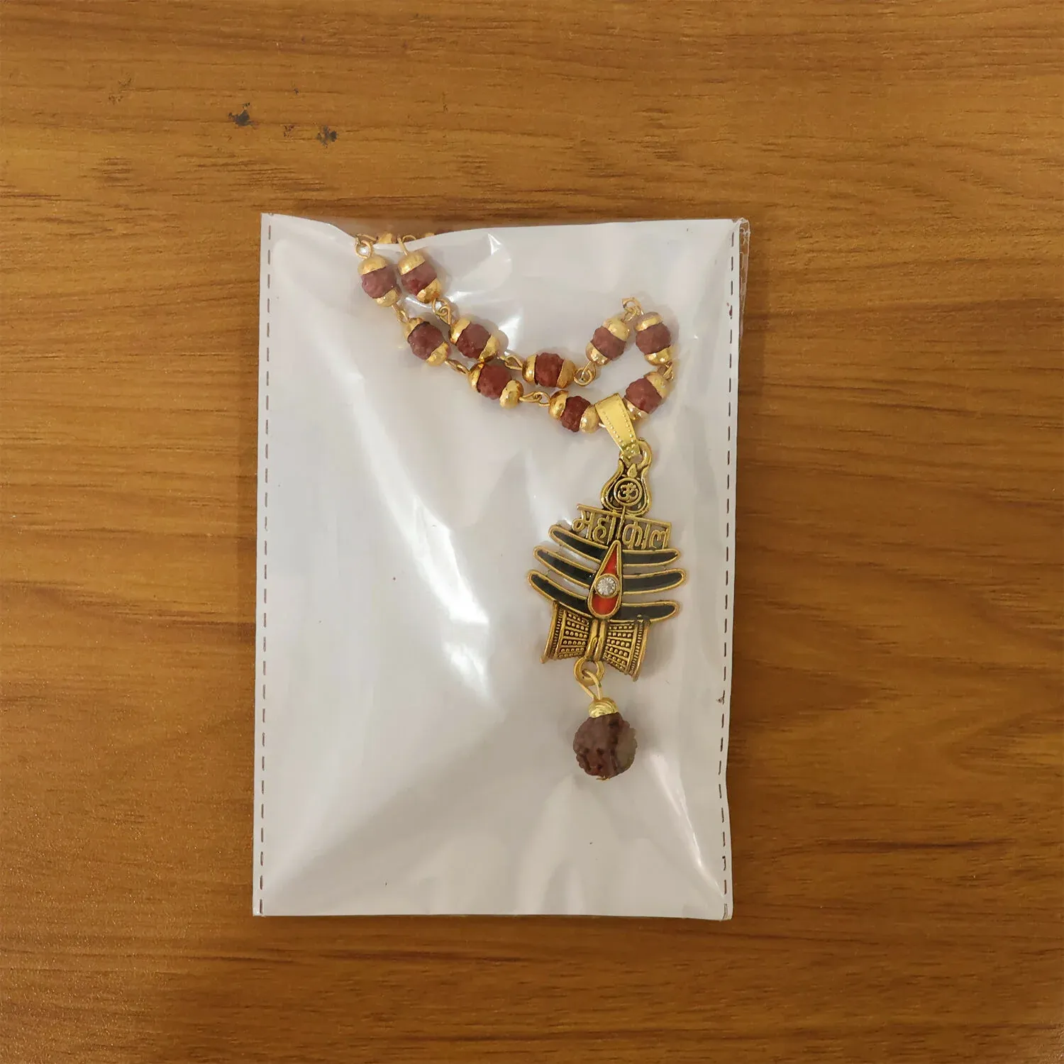 Shiva Trishul Pendant – Spiritual Rudraksha Mala Necklace - Detailed Feature View 5