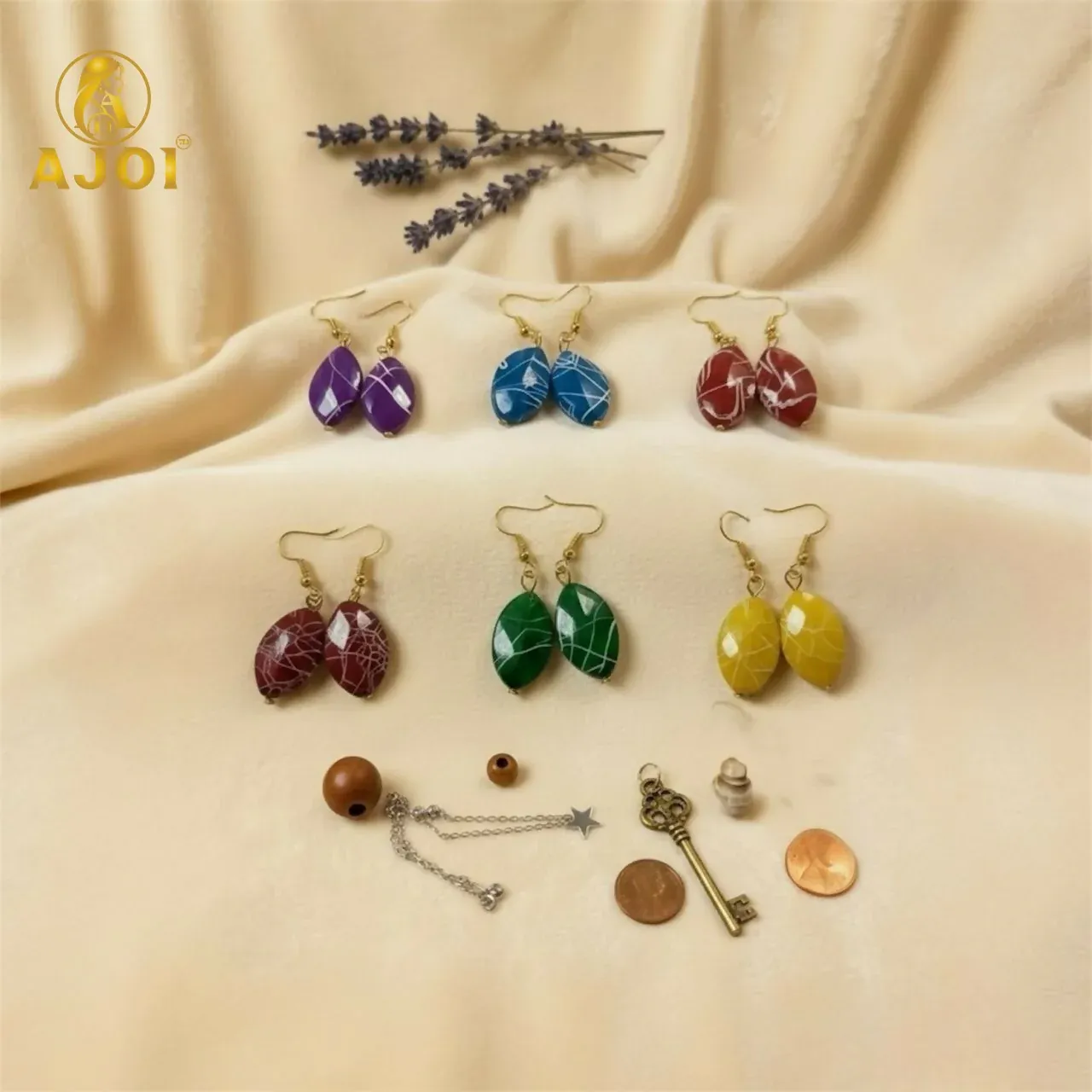 Premium Multicolor Marble-Pattern Kati Earrings – Pack of 6 Stylish Drops - Buy Online at Alikart