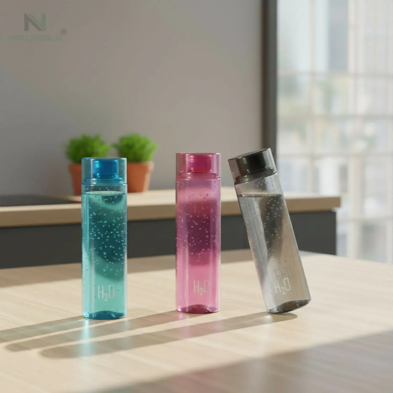 Square Water Bottle Set, Leak-Proof & Space-Saving 3 Pieces - Detailed Feature View 2