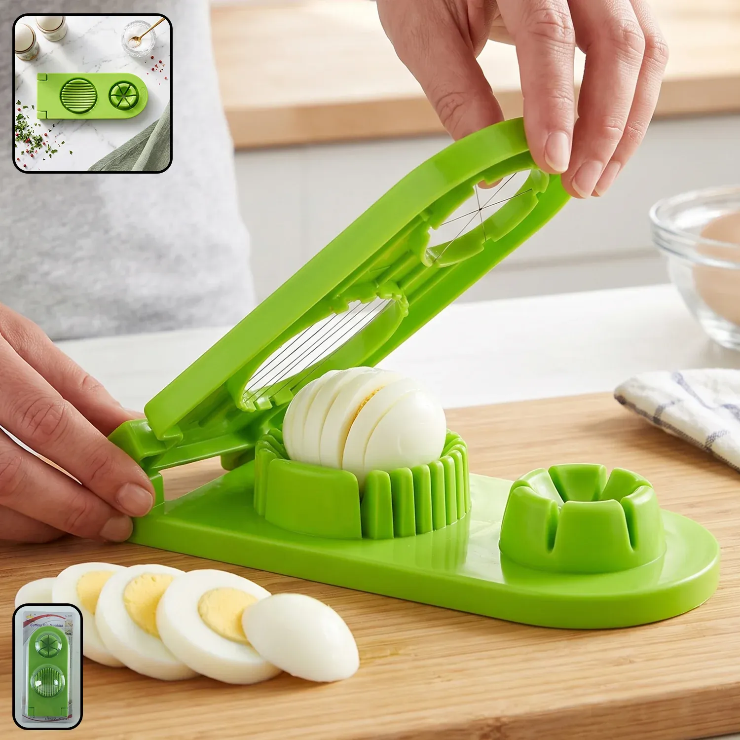 Premium 2 in 1 Egg Slicer and Wedger Stainless Steel Wire Boiled Egg Cutter (1 Pc) - Buy Online at Alikart