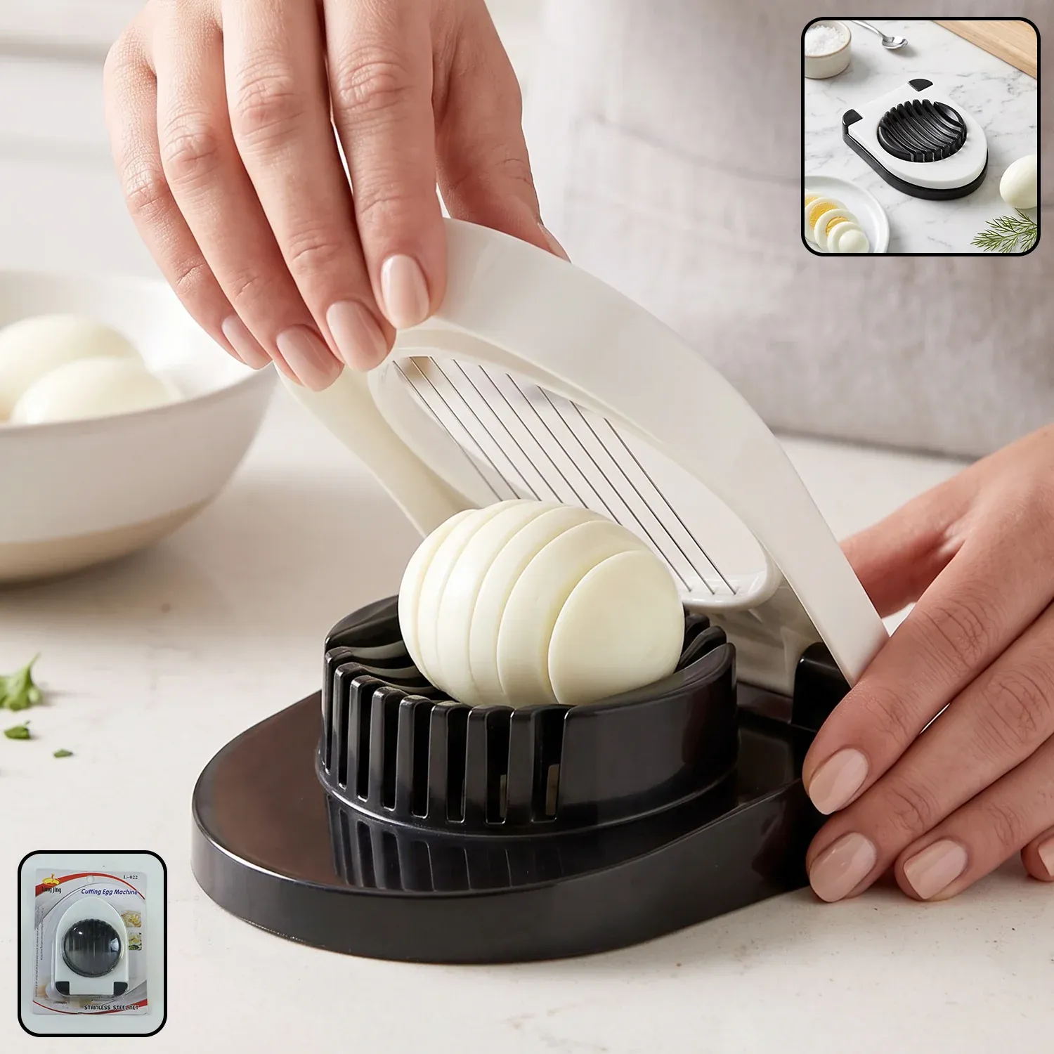 Premium Egg Cutter Slicer Stainless Steel Wire Cutting Tool for Boiled Eggs (1 Pc) - Buy Online at Alikart