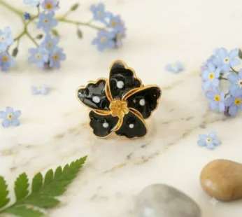 Designer Black Blossom Ring for Women | Fashionable Statement Piece