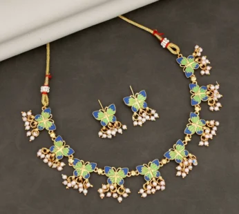 Butterfly Choker Necklace Set – Vibrant Enamel & Pearl Drops