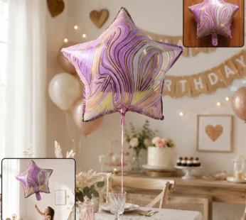 Star Marble Foil Balloon – Bright Party Decor for Celebrations