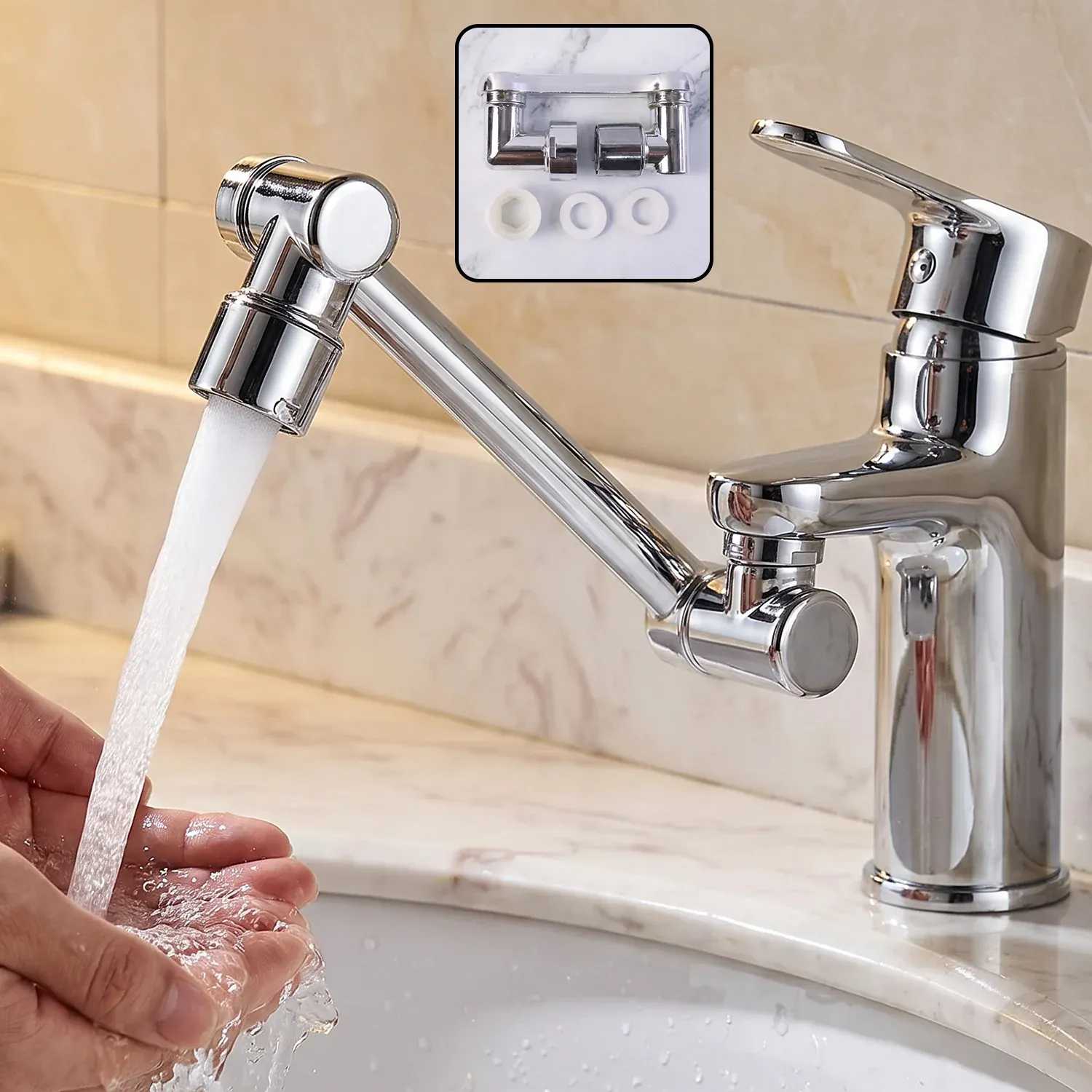 Premium Rotatable Faucet Splash Head Extension, Swivel Arm Tap Nozzle Attachment (1 Pc) - Buy Online at Alikart
