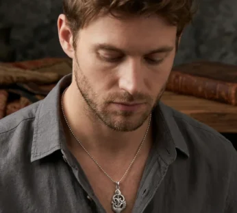 Silver-Plated Peacock Pendant Chain – Elegant Ethnic Necklace for Men
