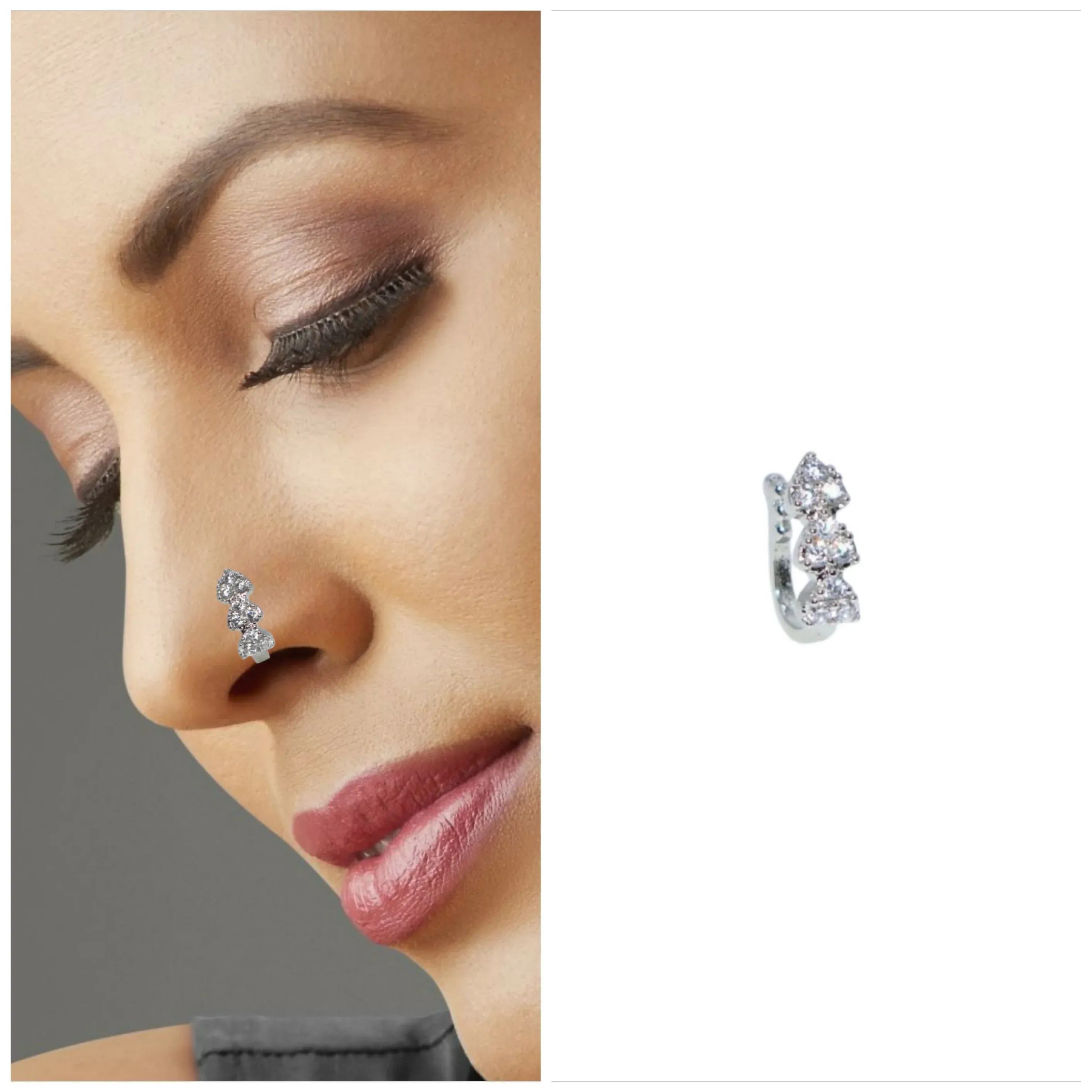 Premium Triple Cluster Clip-On Nose Ring – No Piercing Needed Comfort - Buy Online at Alikart