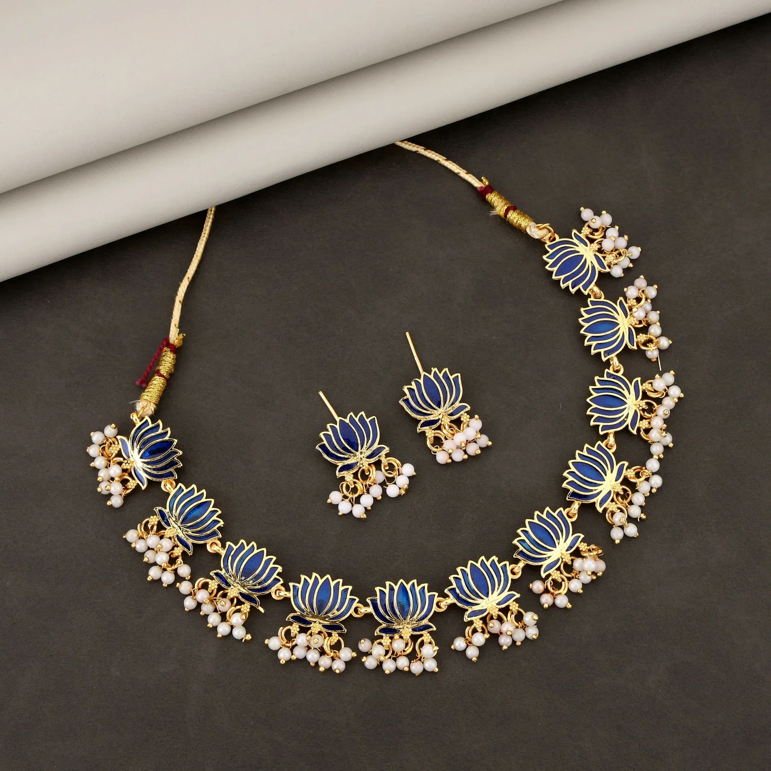 Premium Gold-Toned Green Stone Choker Set – Elegant Ethnic Jewelry - Buy Online at Alikart