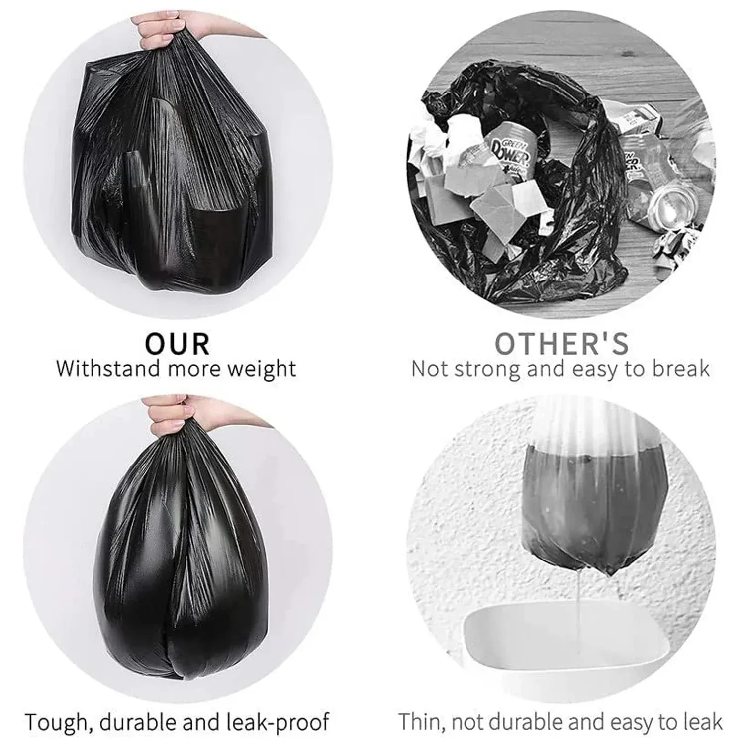 Black Garbage Bags – Heavy-Duty Dustbin Liners for Home & Office - Detailed Feature View 2