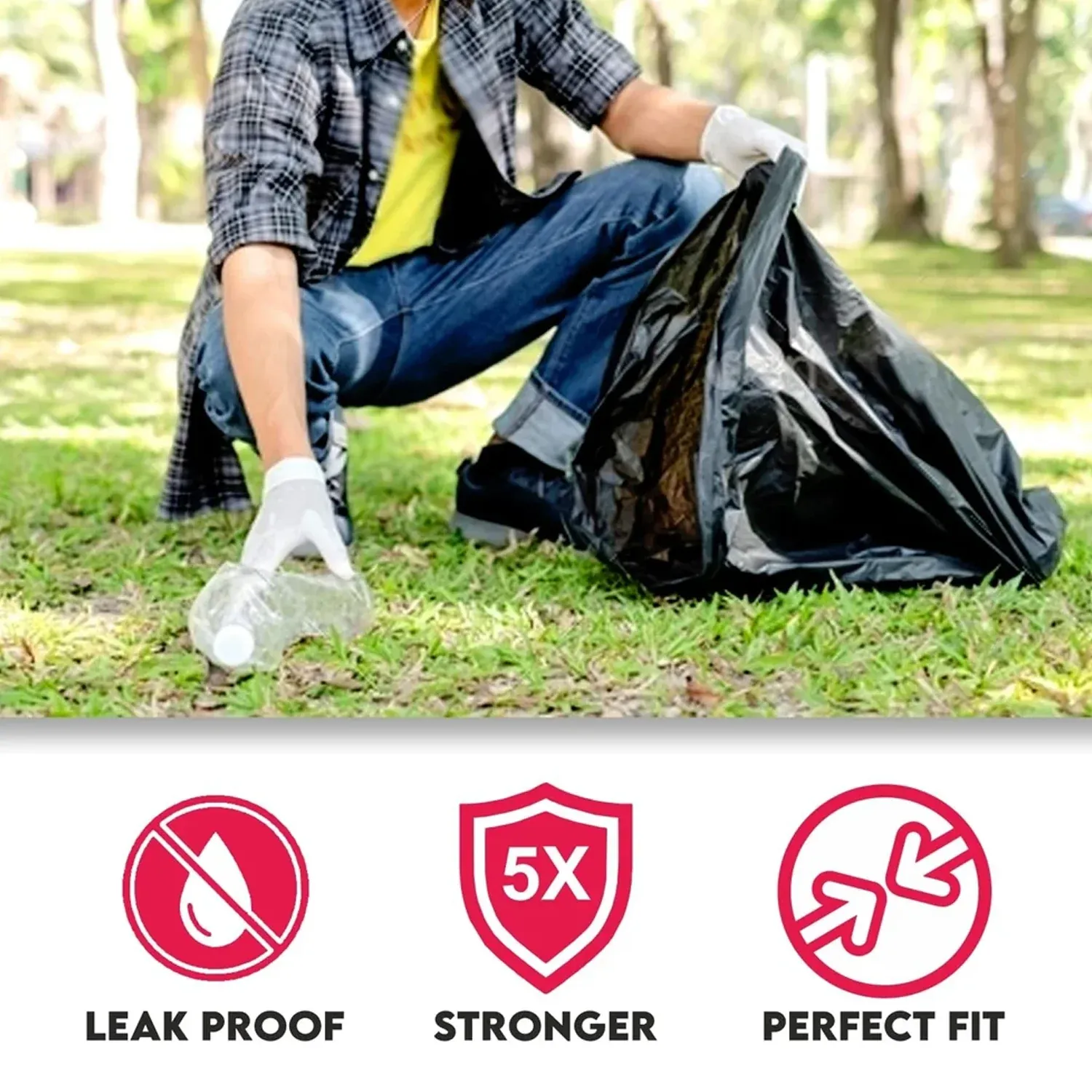 Black Garbage Bags – Heavy-Duty Dustbin Liners for Home & Office - Detailed Feature View 5