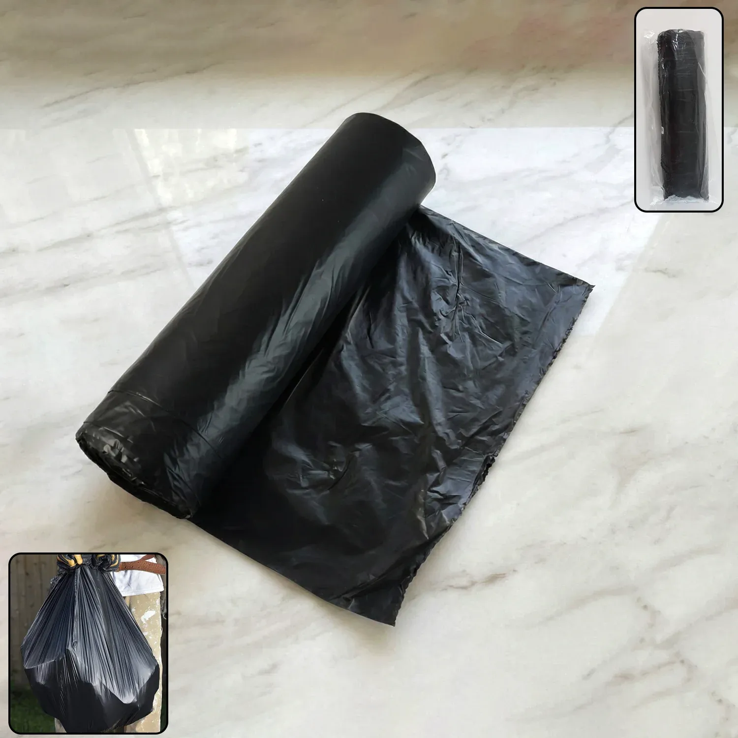 Premium Black Garbage Bags – Heavy-Duty Dustbin Liners for Home & Office - Buy Online at Alikart