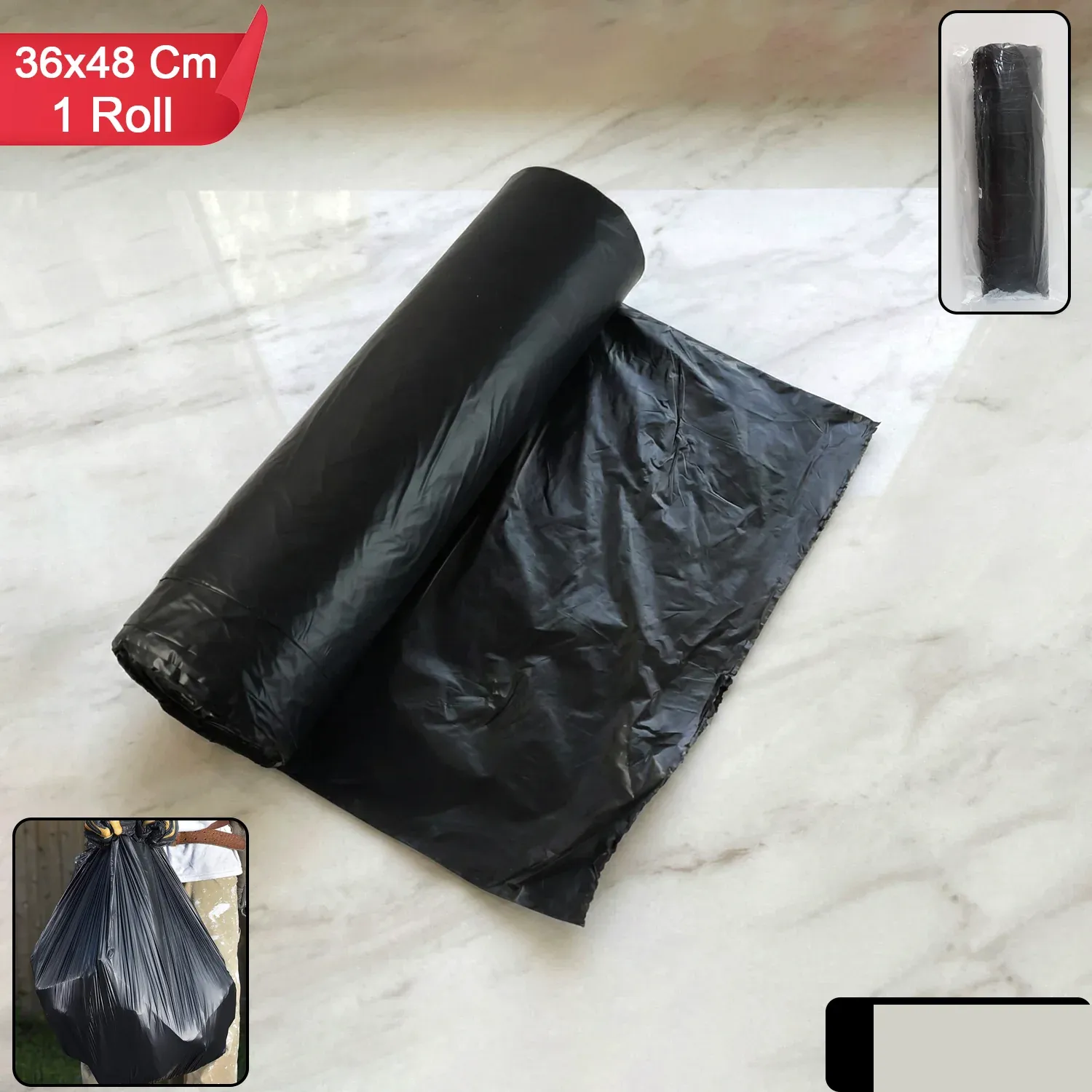Black Garbage Bags – Heavy-Duty Dustbin Liners for Home & Office - Detailed Feature View 1