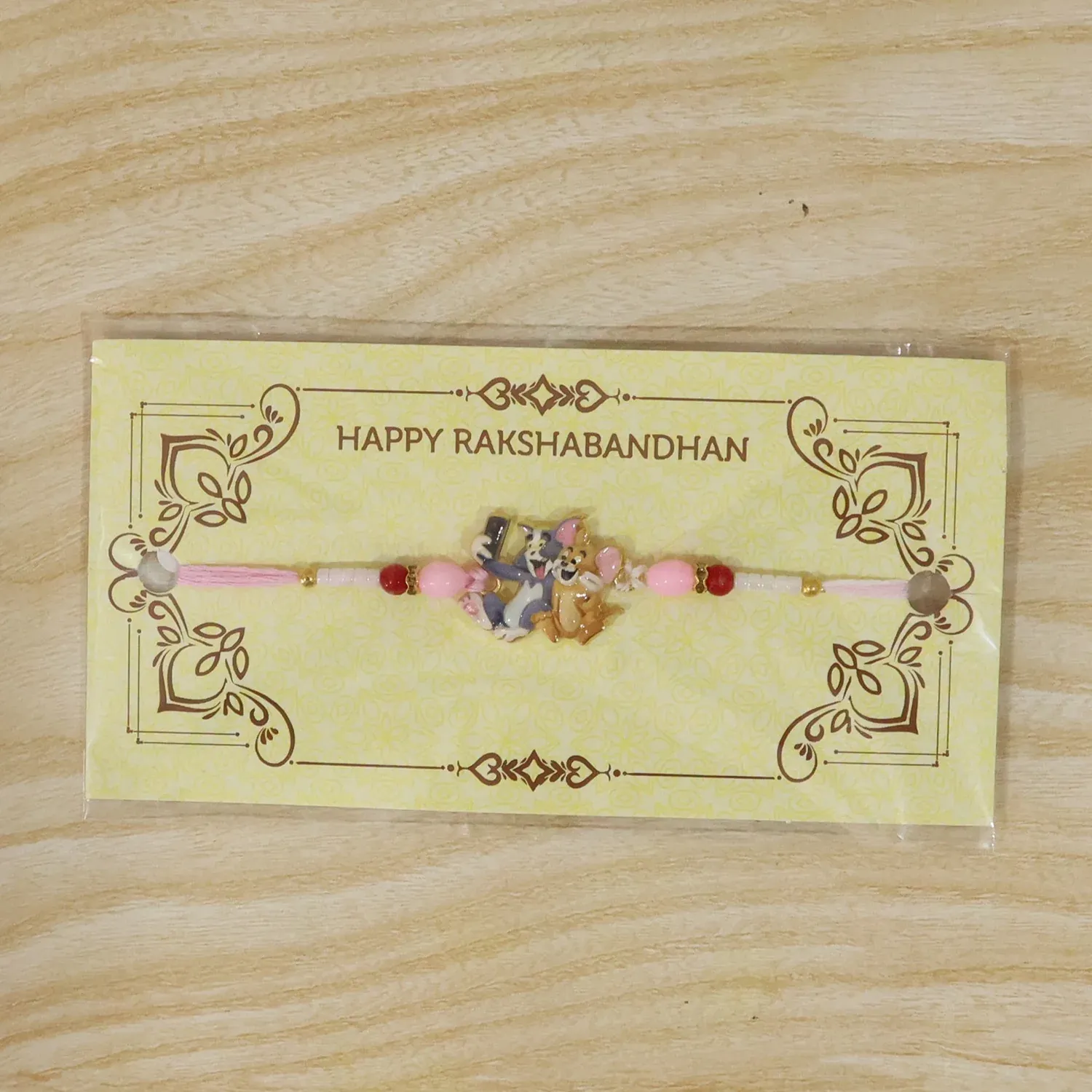 Kids Rakhi – Cute Cartoon Cat & Mouse Selfie Design for Siblings - Detailed Feature View 5