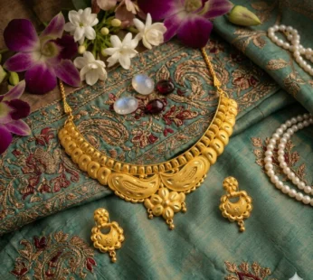 Gold Plated Party Wear Necklace Set with Matching Earrings