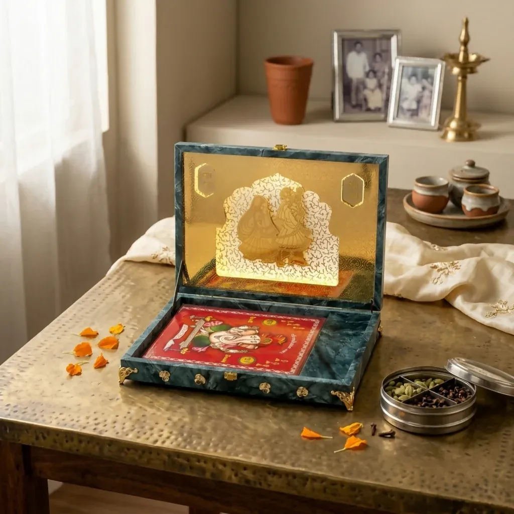 Premium Velvet Wedding Invitation Box – Music & Light for Haldi & Shaadi - Buy Online at Alikart