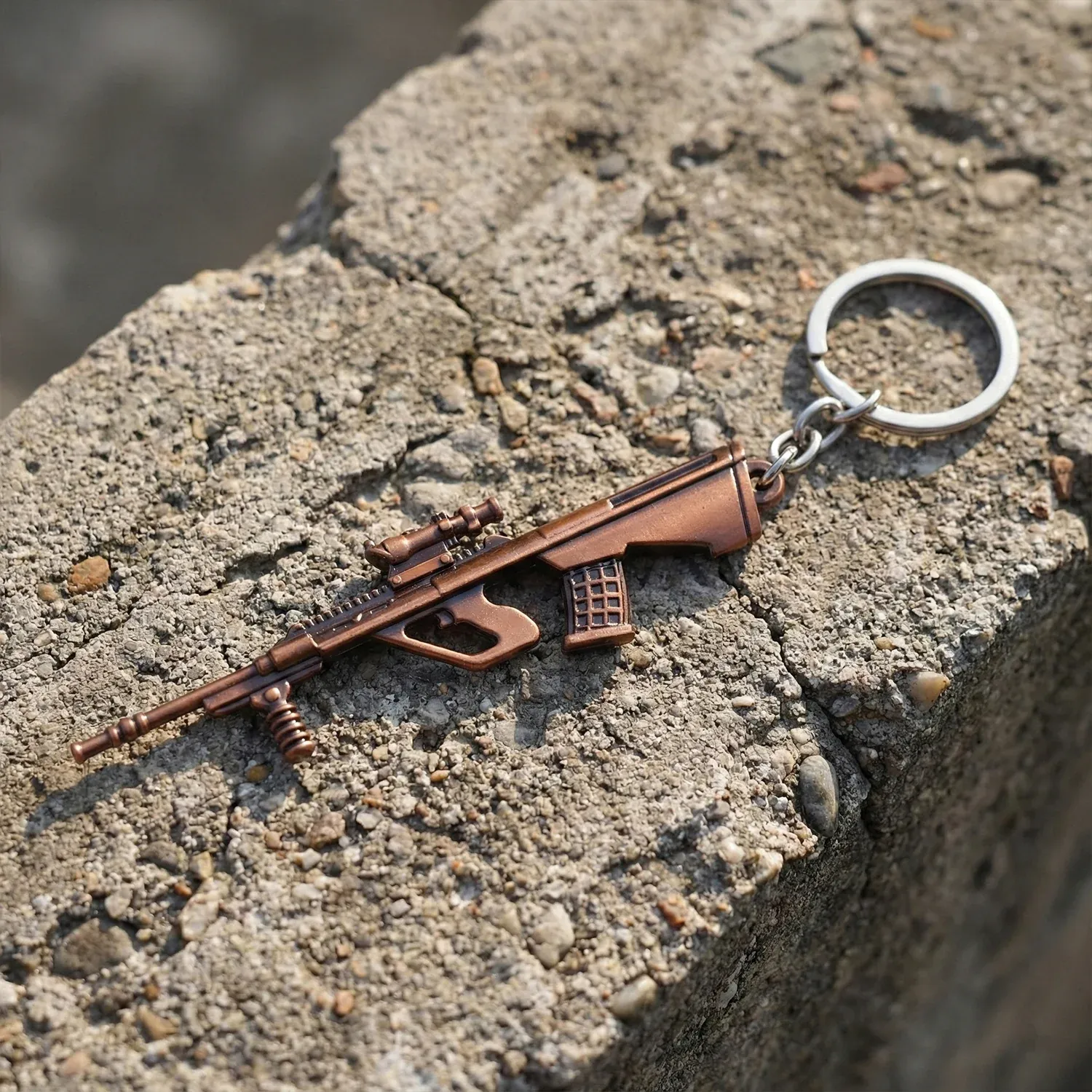 Gun Shape Keychain – Durable Metal Alloy with Antique Finish - Detailed Feature View 6