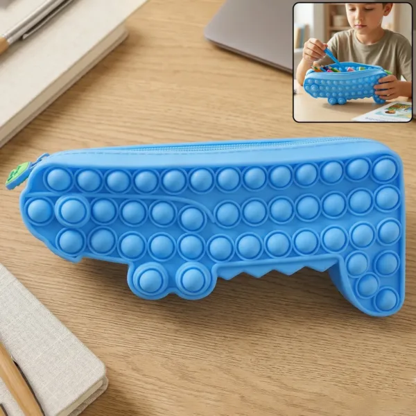 Pop It Crocodile Pencil Pouch – Stress-Relief Silicone & Spacious Design