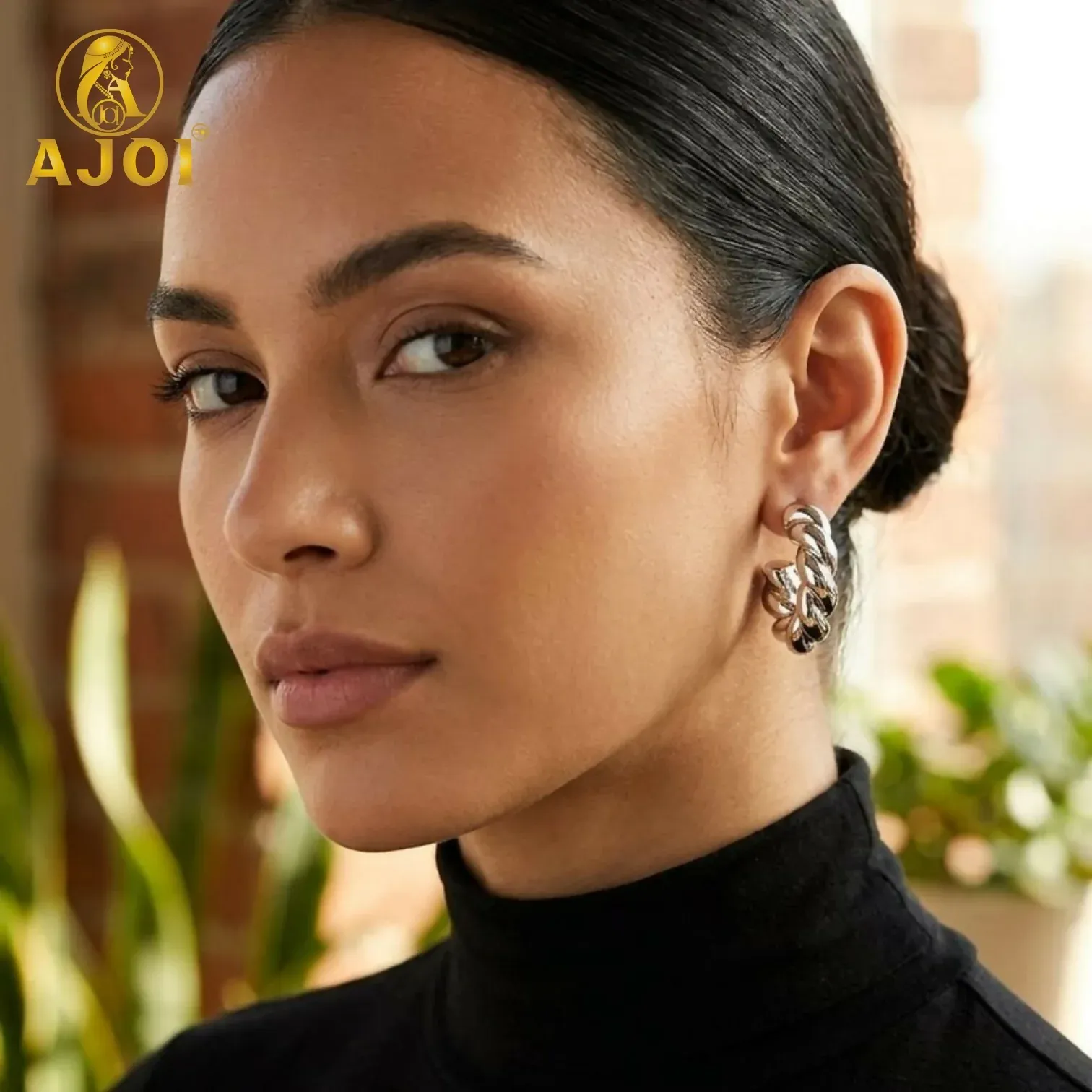 Premium Chunky Braided Hoop Stud Earrings for Women Silver Twisted Hoop Daily Wear Fashion - Buy Online at Alikart