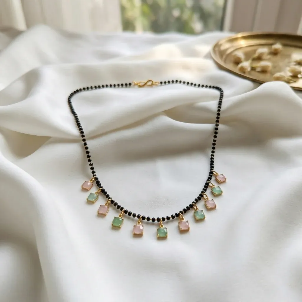 Premium Elegant Pastel Stone Mangalsutra Necklace for Women - Buy Online at Alikart