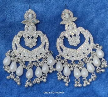 White Gold Long Earrings – Elegant Lightweight Jhumkas