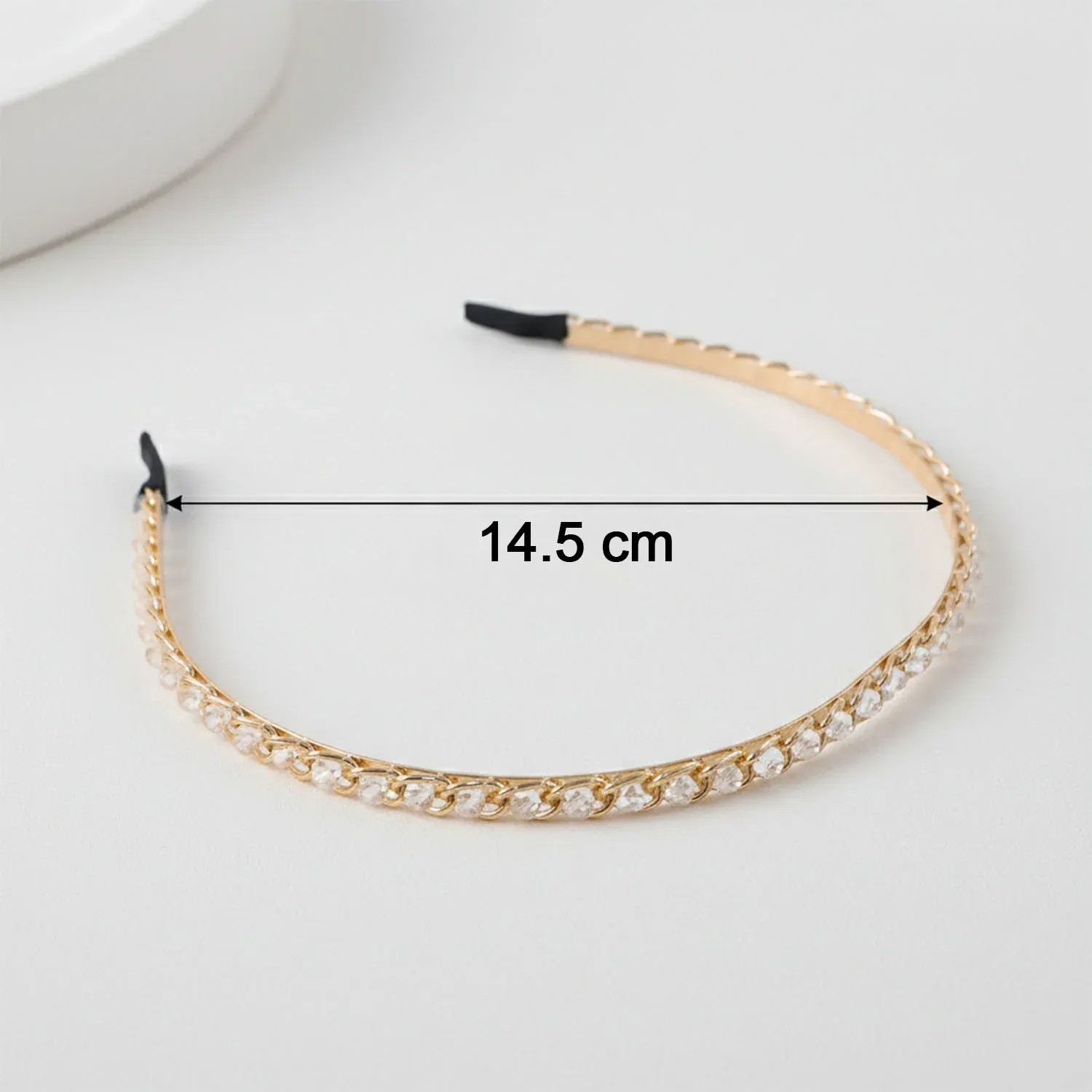 Crystal Studded Metal Hair Band – Elegant Party Accessory - Detailed Feature View 5