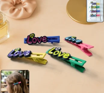 Decorative Hair Clip Set – Stylish Text Design, Pack of 4
