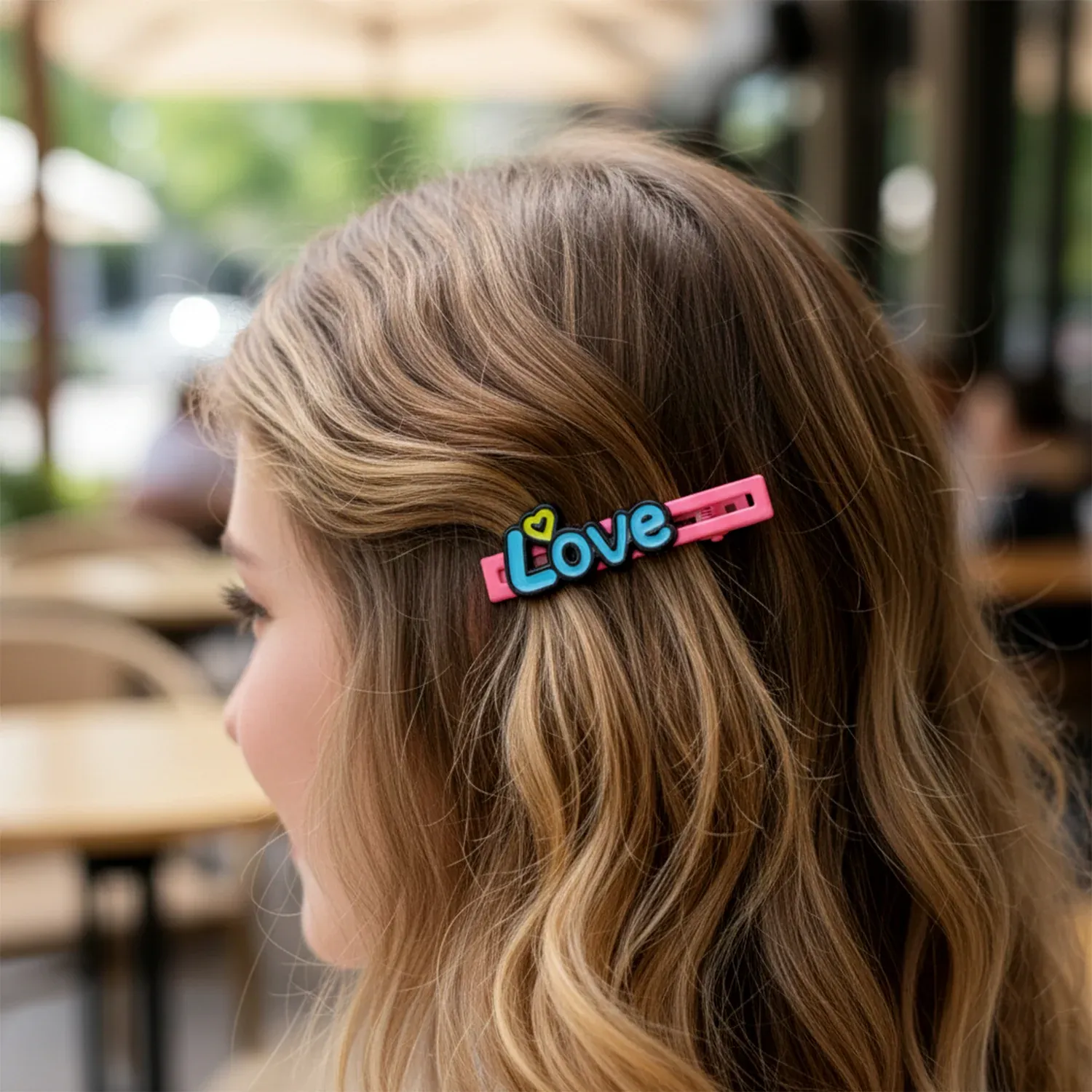 Decorative Hair Clip Set – Stylish Text Design, Pack of 4 - Detailed Feature View 3